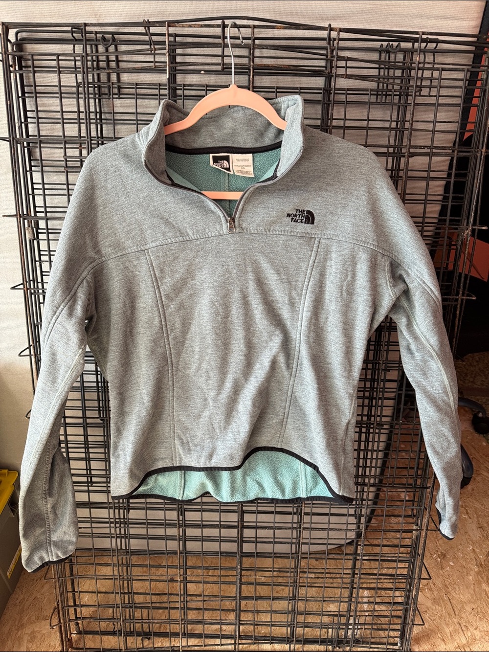 The North Face Women's Gray Half-Zip Fleece with Mint Lining